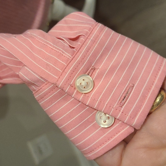 Banana Republic Dress Shirt Pink Pinstripe, Stretch Cotton - Picture 5 of 6